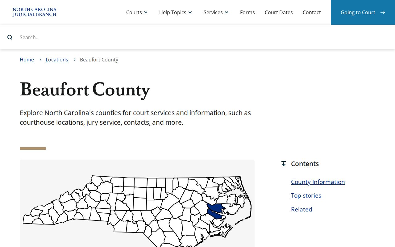 Beaufort County criminal court case calendar and services